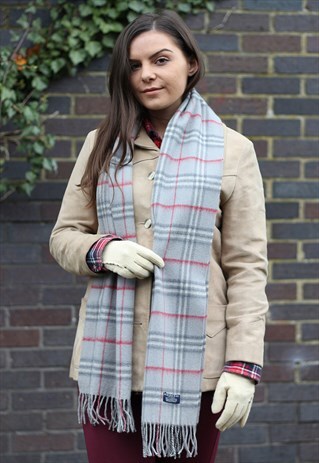 VINTAGE CASHMERE CHECKED SCARF-AS149