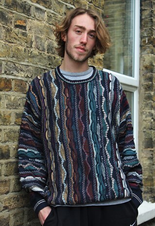 VINTAGE / 80'S / BLACK PATTERNED JUMPER