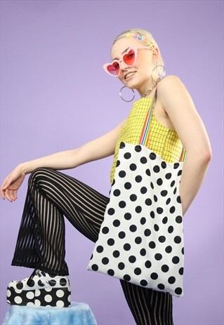 POLKA DOT TOTE WITH RAINBOW DETAILING