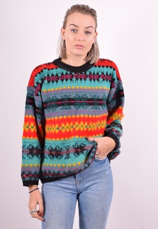 WOMENS VINTAGE JUMPER SWEATER LARGE MULTI 90'S