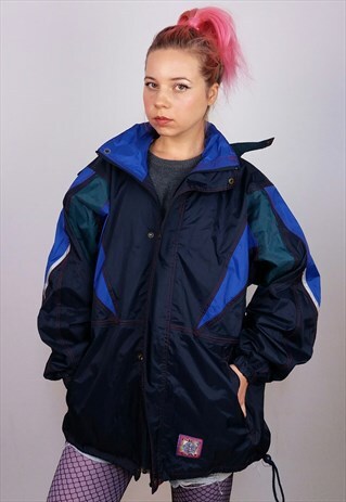 NO WET CAT VINTAGE 80'S UNISEX WINDBREAKER JACKET /RAIN COAT