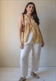 VINTAGE 80S SILKY SLEEVELESS SHIRT IN YELLOW