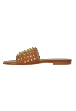 Open Toe Rivet Studded Flat Sandals