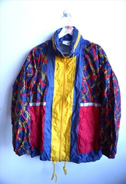 Vintage Windbreaker Raincoat Sports Jacket with Hood Parka