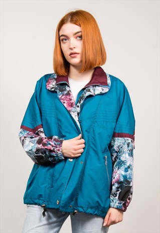VINTAGE 90'S BLUE SHELL TRACKSUIT TOP JACKET