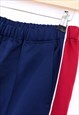 VINTAGE SPORTS JOGGERS NAVY RED COLOUR BLOCK STRETCHY 90S 