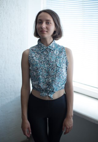 VINTAGE 80'S BLUE PATTERNED VEST