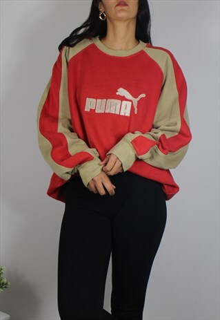 VINTAGE RARE PUMA SWEATSHIRT JUMPER W SPELL OUT LOGO FRONT