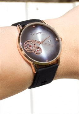 Rose Gold Cog Watch with Date