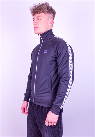 VINTAGE FRED PERRY TRACK JACKET IN BLACK