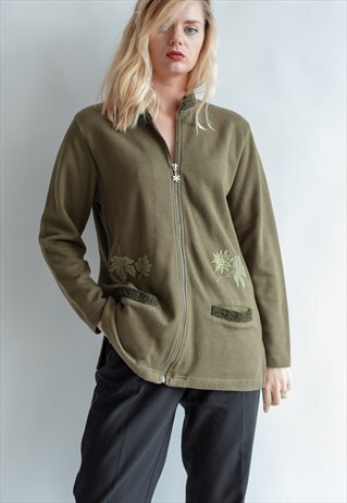 VINTAGE 80S COUTRYSIDE ZIP UP JUMPER WITH POCKETS
