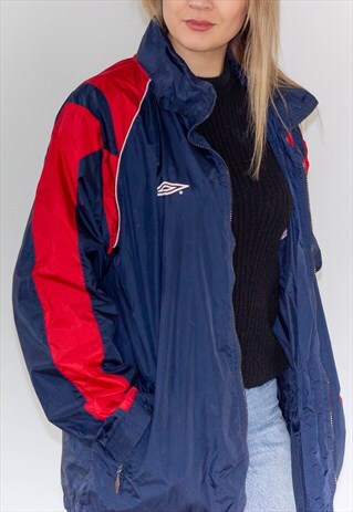 VINTAGE 90'S UMBRO ZIP UP RAIN PROOF WINDBREAKER JACKET