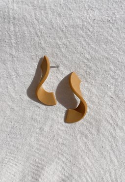 Handmade Mustard Ribbon Earrings Modern Hypoallergenic