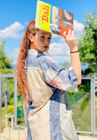 VINTAGE 90'S MULTICOLOR STRIPED FLORAL PRINTED SHIRT