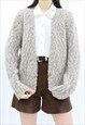 HANDMADE 90S VINTAGE BROWN & WHITE CARDIGAN (SIZE S)