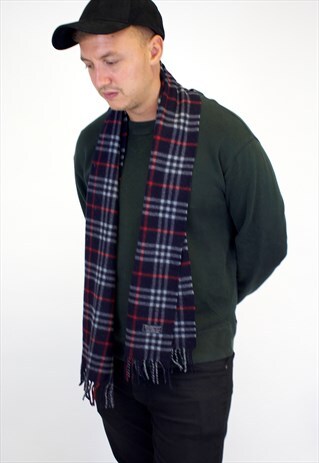 VINTAGE BURBERRY TRADITIONAL LAMBSWOOL CHECKED SCARF