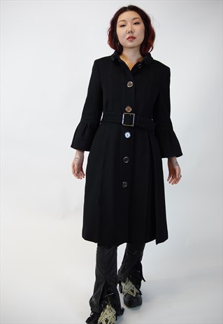 BURBERRY PRORSUM WOMAN BLACK CASHMERE BLEND TRENCH COAT