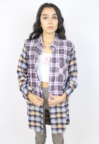 VINTAGE 90'S REWORKED LONG CHECK SHIRT