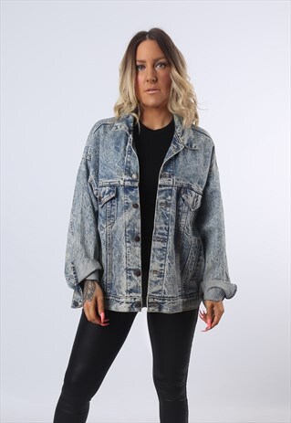 LEVIS DENIM JACKET ACID WASH FITTED OVERSIZED UK 18 (DKBD)