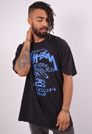 VINTAGE STUSSY T-SHIRT TOP BLACK