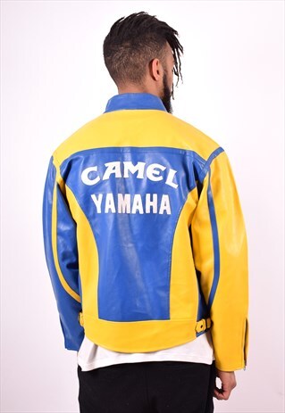 YAMAHA MENS VINTAGE CAMEL LIMITED EDITION BIKER JACKET