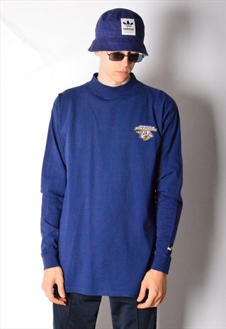 VINTAGE 90S NAVY BLUE PUMA NHL HOCKEY LONG SLEEVE TOP