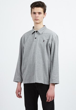 90S VINTAGE GREY MARLBORO CLASSICS LONG SLEEVE POLO SHIRT