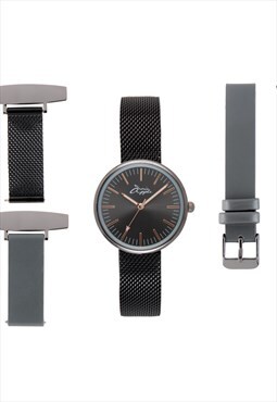Annie Apple Gunmetal Interchange fob to wrist Nurses watch 