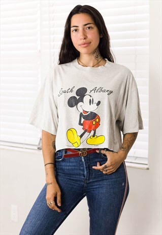 VINTAGE DISNEY REWORKED CROP TOP LOGO 90S XL 5.7