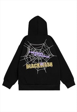 Spider hoodie Gothic pullover old punk jumper in black
