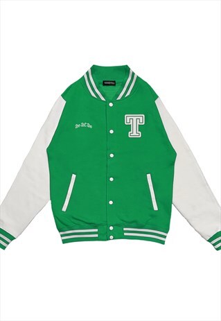 PERSONALISED INITIAL VARSITY JACKET IN GREEN
