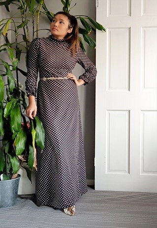 VINTAGE 1970S MAXI SPOT DRESS