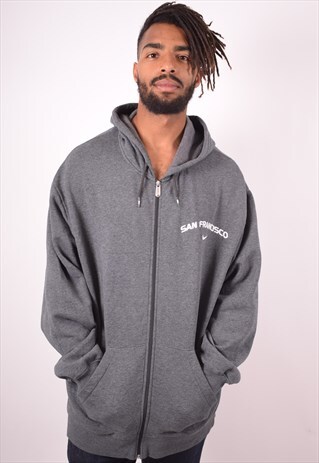 NIKE MENS VINTAGE HOODIE JACKET XXL GREY 90S