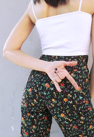 VINTAGE 90S HIGH WAISTED FLORAL TROUSERS