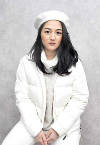 WHITE WOOL BERET