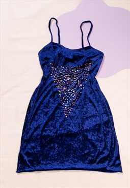 Vintage Slip Dress 90s Reworked Sequin Velvet Party Mini