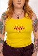 VINTAGE YELLOW RED EMBROIDERED EYES OF BUDDHA CAMI TOP VEST