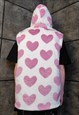 HEART FLEECE GILET HANDMADE SLEEVELESS HOOD JACKET PINK