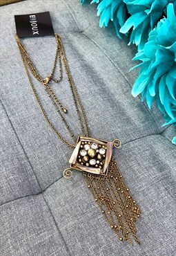 Bronze Statement Style Long Necklace