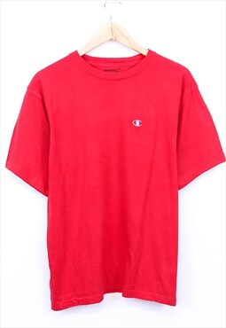 Vintage Champion T Shirt Red Short Sleeve With Chest Logo