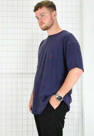 POLO RALPH LAUREN NAVY BLUE POCKET T-SHIRT