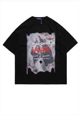 Madonna t-shirt Y2K tee angle fuck top in black