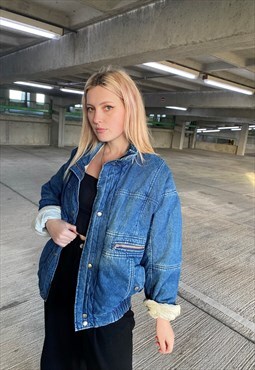 Vintage 90s Lined Oversized Denim Industrial Worker Jacket