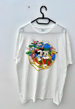 Vintage Disney white Mickey Mouse Xmas t-shirt large 