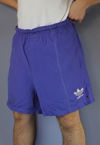 VINTAGE ADIDAS SHORTS IN PURPLE WITH POCKETS, EMBROIDERED LO