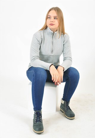 VINTAGE 1/4 ZIP JUMPER IN GREY