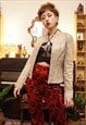 VINTAGE Y2K SNAKE PRINT TIGHT LEATHER ZIP UP JACKET IN BEIGE