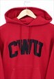 VINTAGE CHAMPION HOODIE BURGUNDY RED WITH SPELL OUT 90S