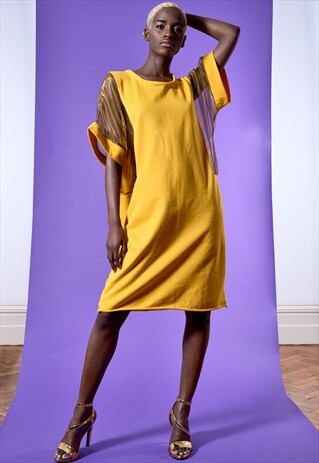 DINKA YELLOW SHEER ORGANZA DRESS