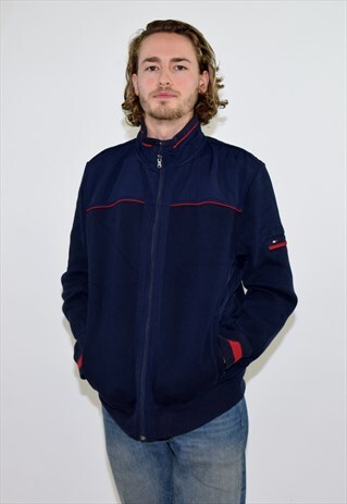 VINTAGE 90S BLUE TOMMY HILFIGER TRACKSUIT TOP JACKET